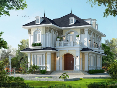 THI CÔNG BIỆT THỰ 2 TẦNG TÂN CỔ ĐIỂN