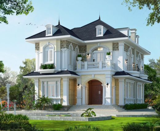 THI CÔNG BIỆT THỰ 2 TẦNG TÂN CỔ ĐIỂN